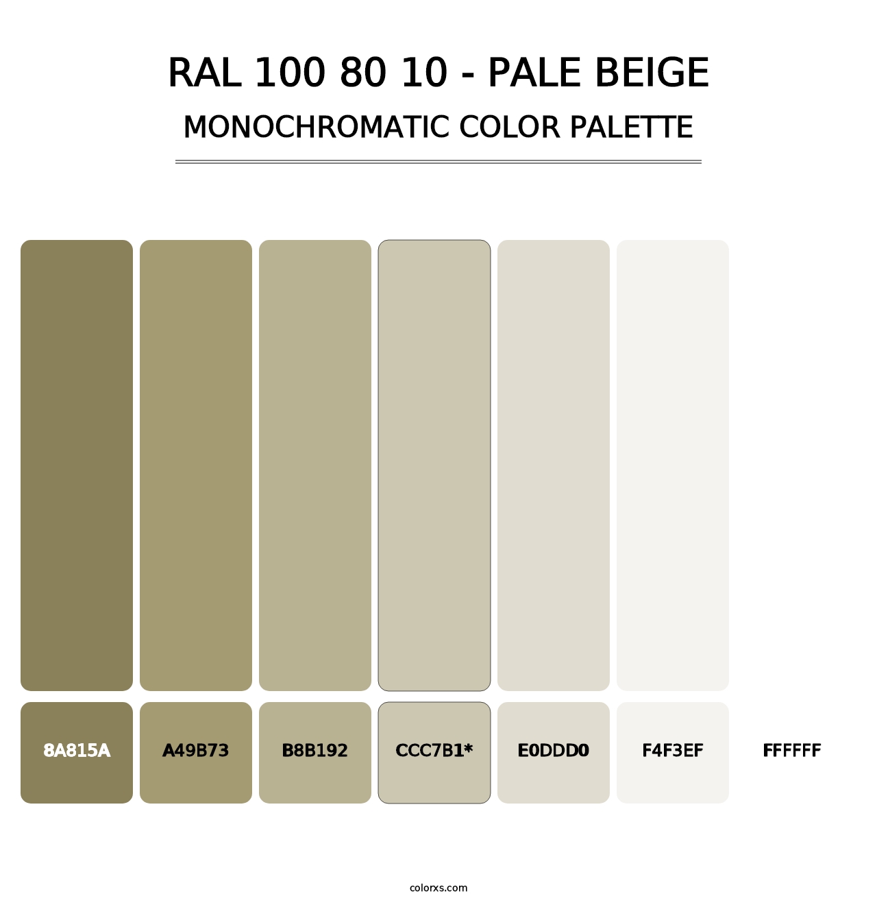 RAL 100 80 10 - Pale Beige - Monochromatic Color Palette