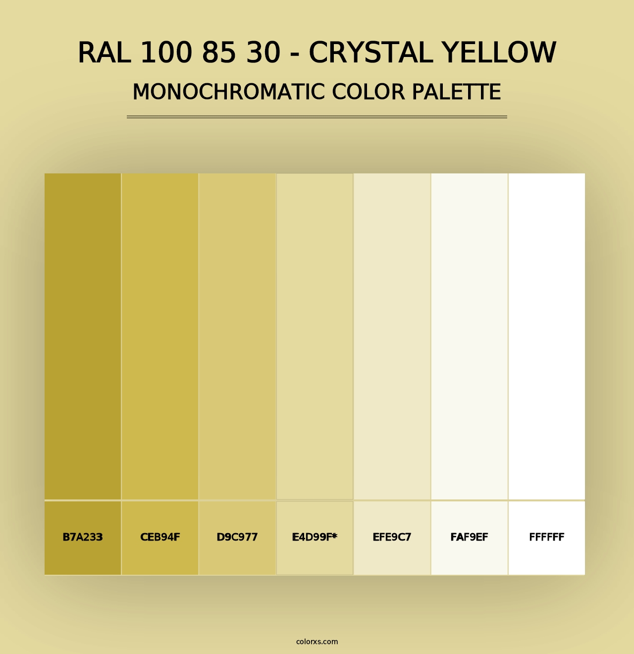 RAL 100 85 30 - Crystal Yellow - Monochromatic Color Palette