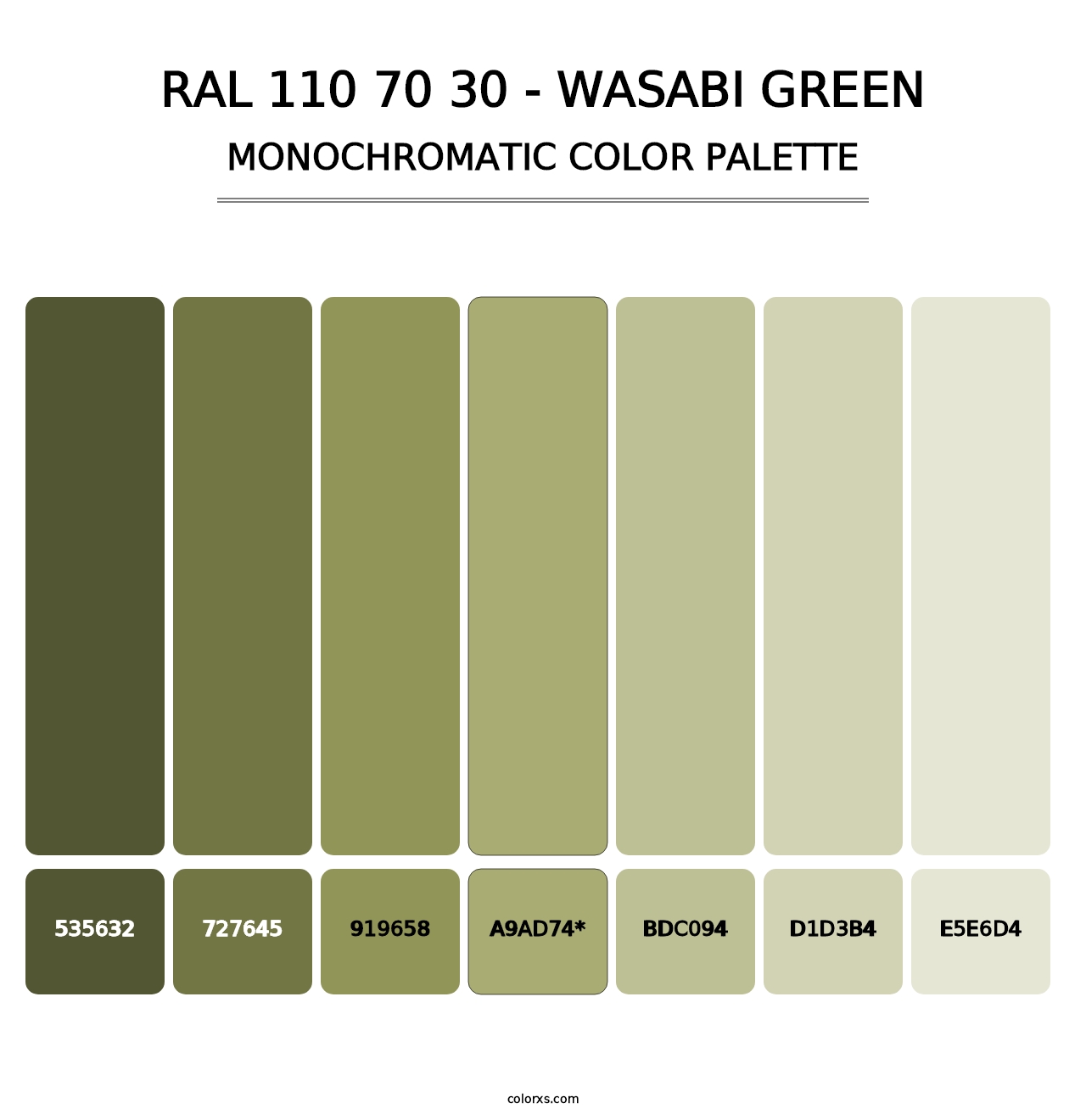 RAL 110 70 30 - Wasabi Green - Monochromatic Color Palette