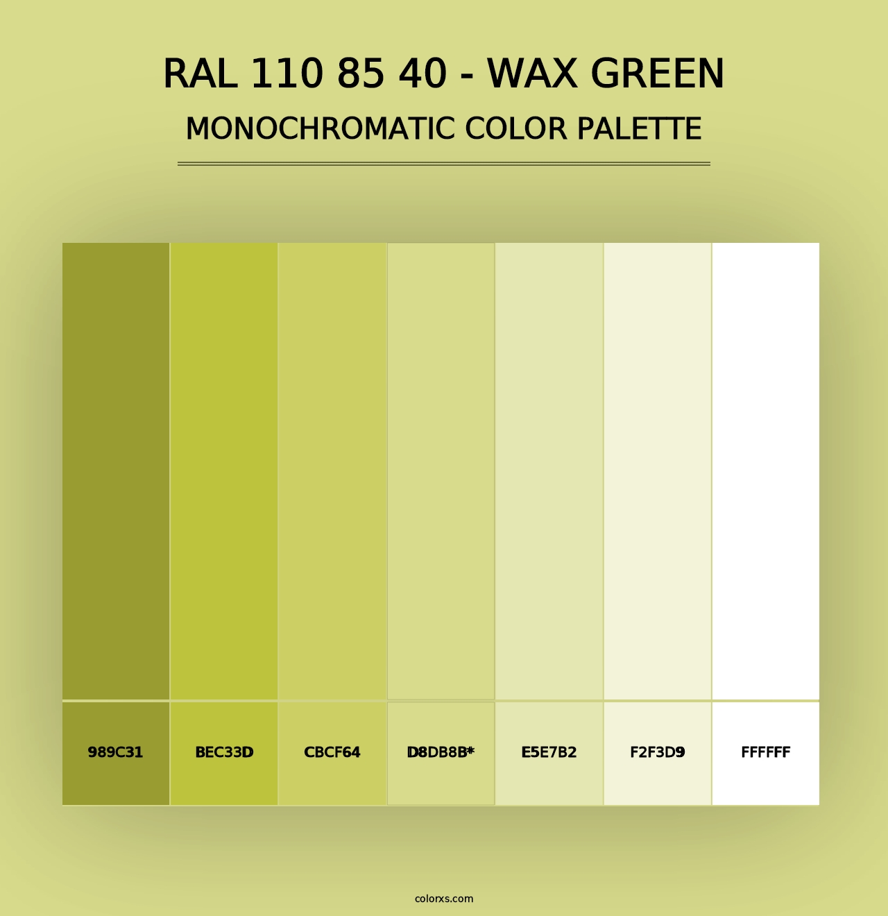 RAL 110 85 40 - Wax Green - Monochromatic Color Palette