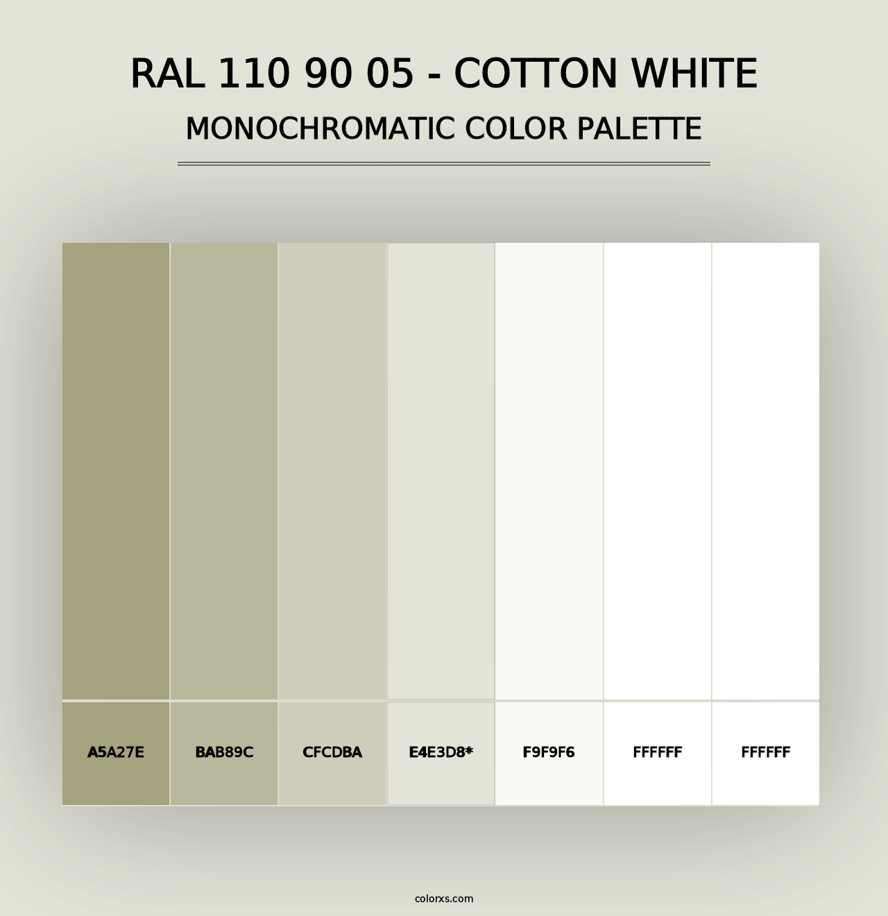 RAL 110 90 05 - Cotton White - Monochromatic Color Palette