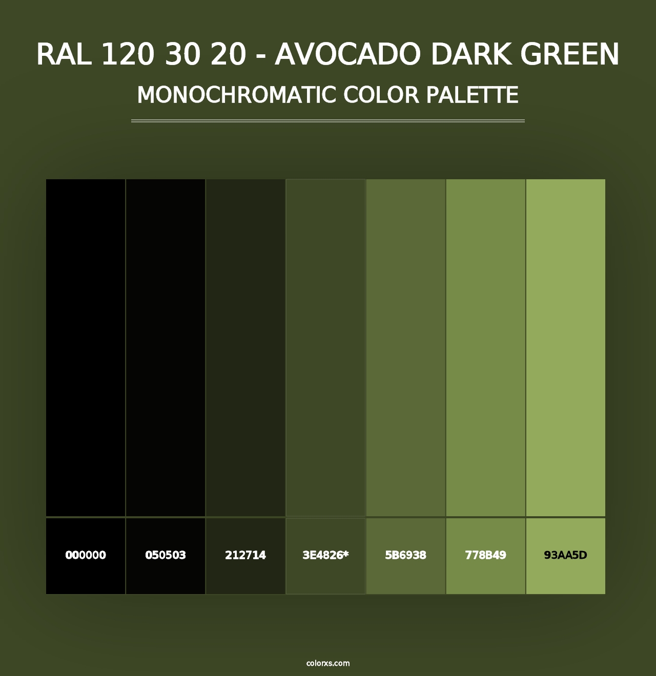 RAL 120 30 20 - Avocado Dark Green - Monochromatic Color Palette