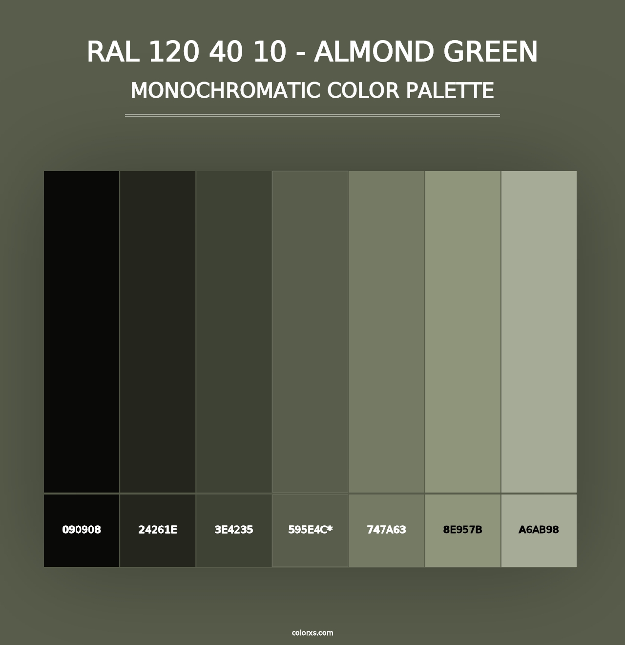 RAL 120 40 10 - Almond Green - Monochromatic Color Palette