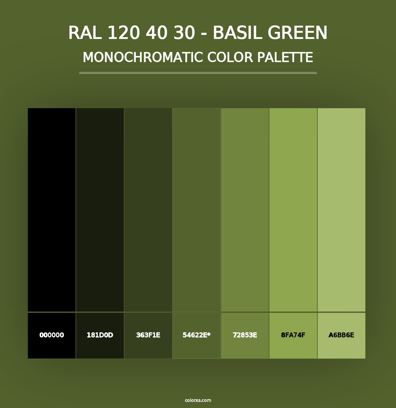 RAL 120 40 30 - Basil Green - Monochromatic Color Palette