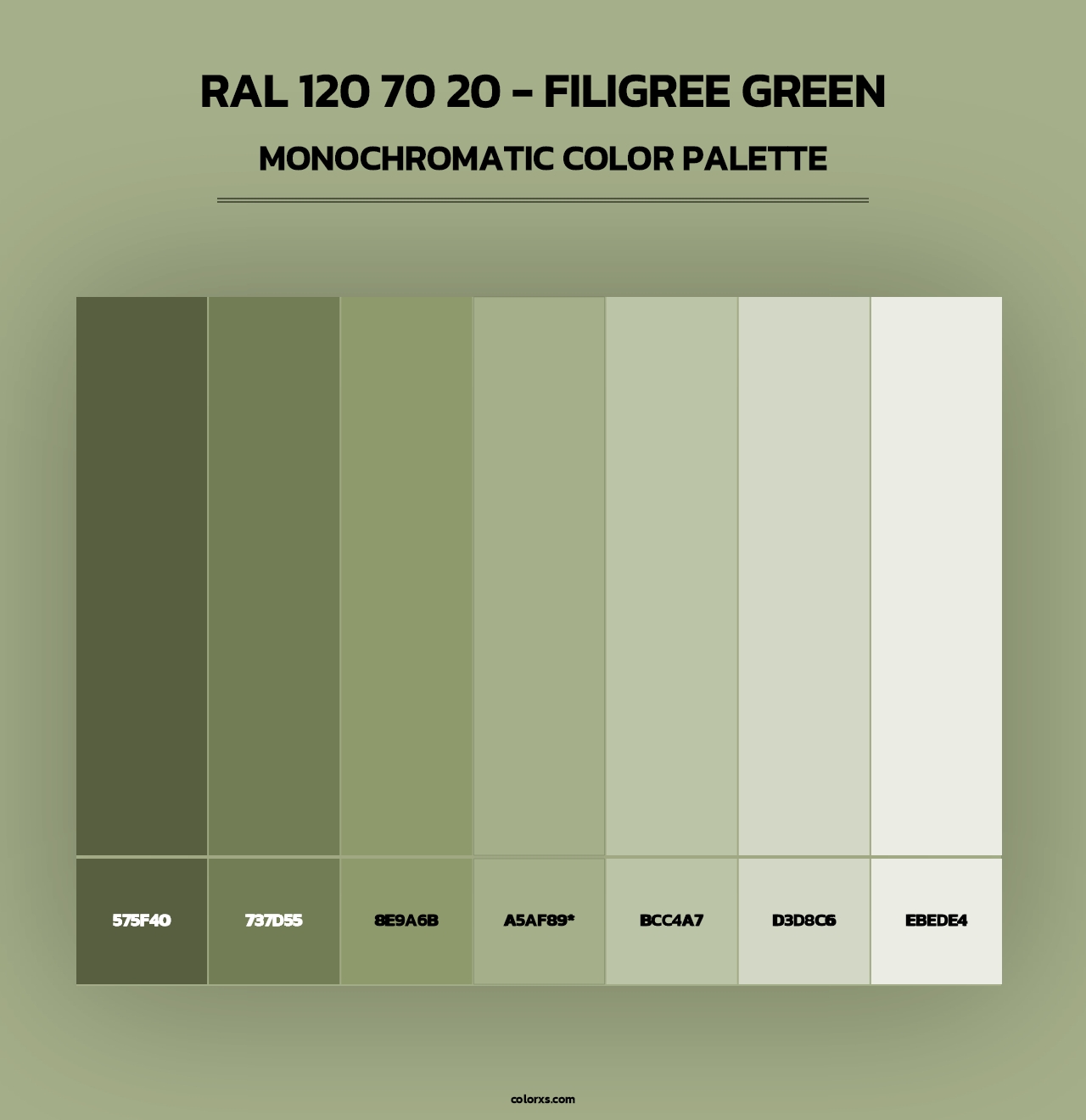 RAL 120 70 20 - Filigree Green - Monochromatic Color Palette