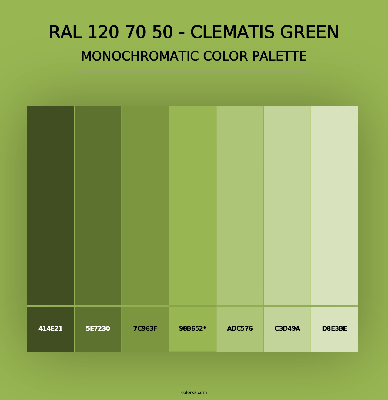 RAL 120 70 50 - Clematis Green - Monochromatic Color Palette