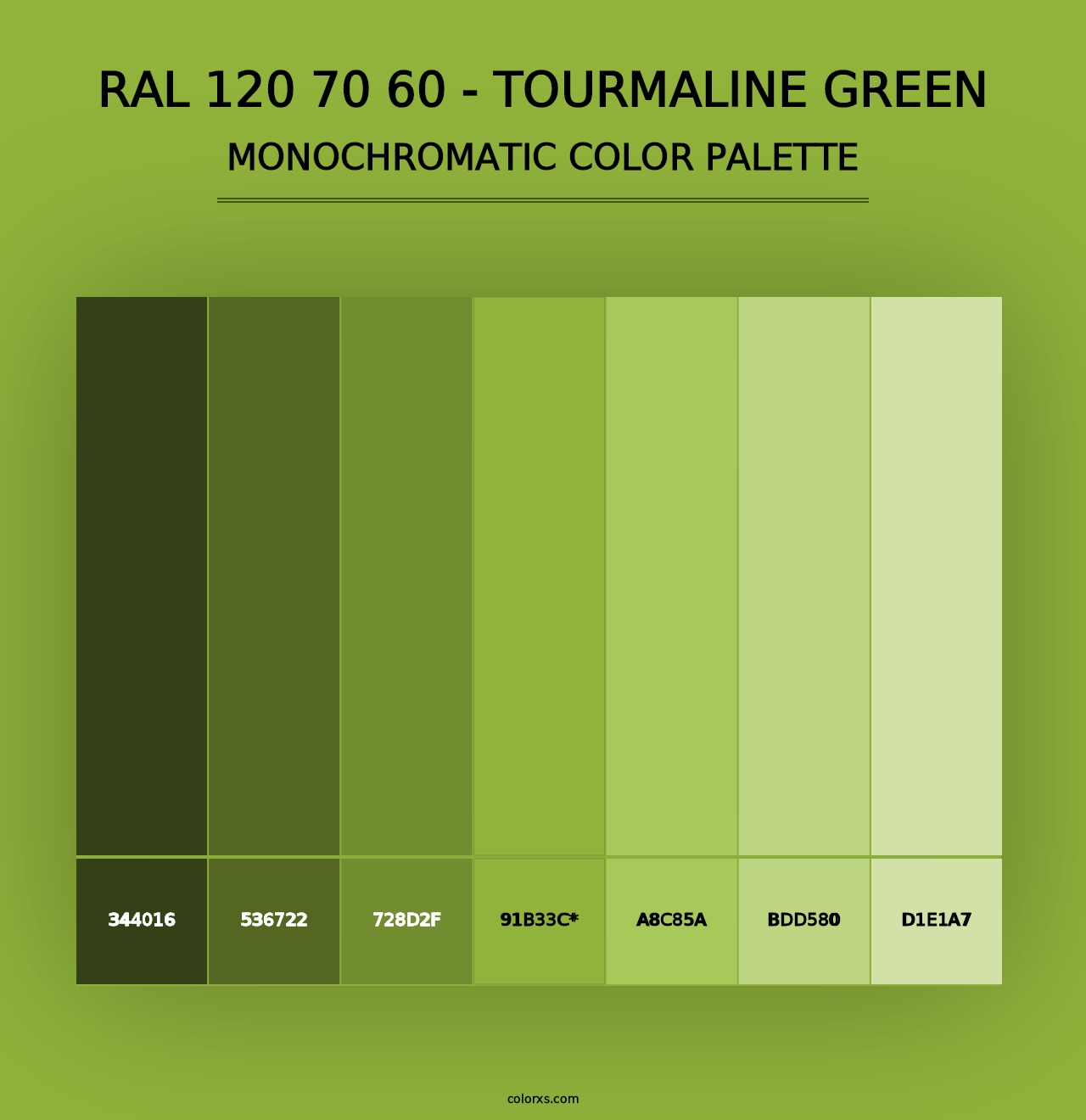 RAL 120 70 60 - Tourmaline Green - Monochromatic Color Palette