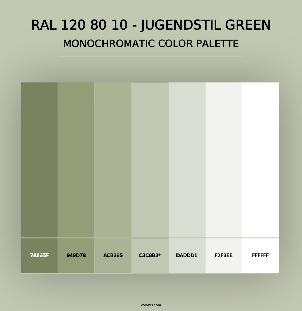 RAL 120 80 10 - Jugendstil Green - Monochromatic Color Palette