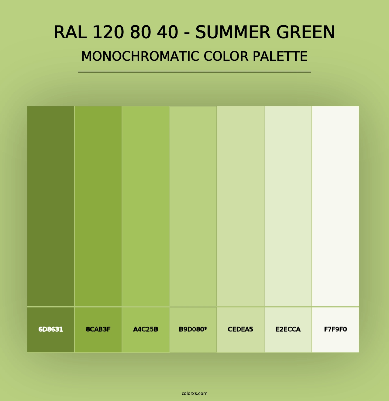 RAL 120 80 40 - Summer Green - Monochromatic Color Palette