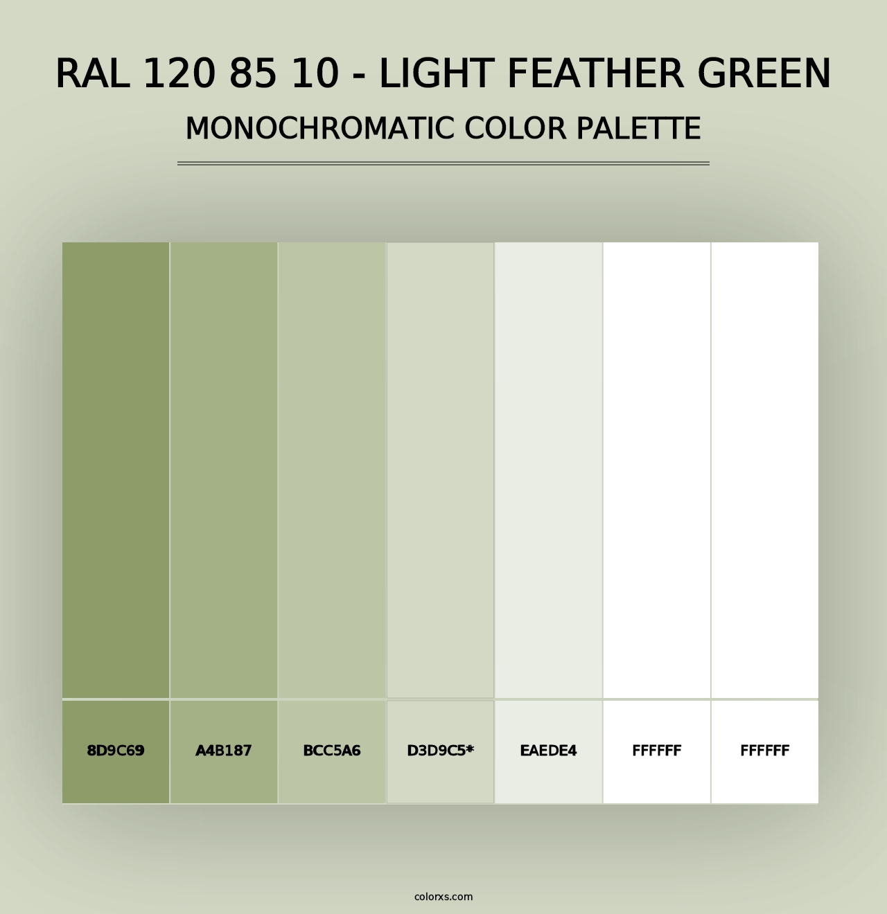 RAL 120 85 10 - Light Feather Green - Monochromatic Color Palette