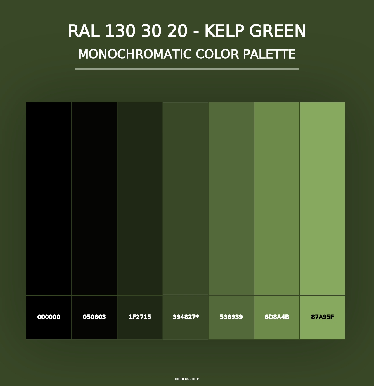 RAL 130 30 20 - Kelp Green - Monochromatic Color Palette