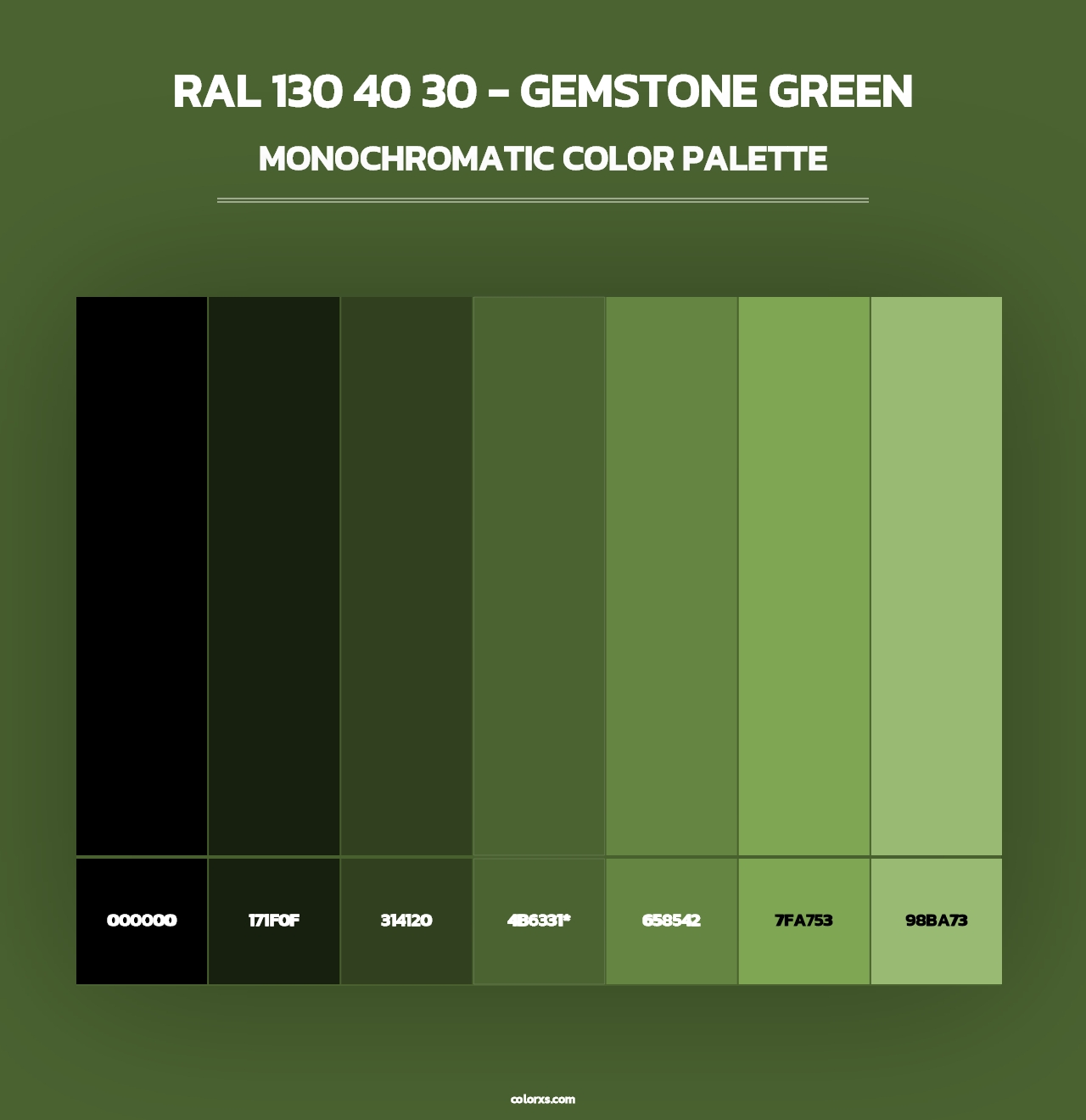 RAL 130 40 30 - Gemstone Green - Monochromatic Color Palette