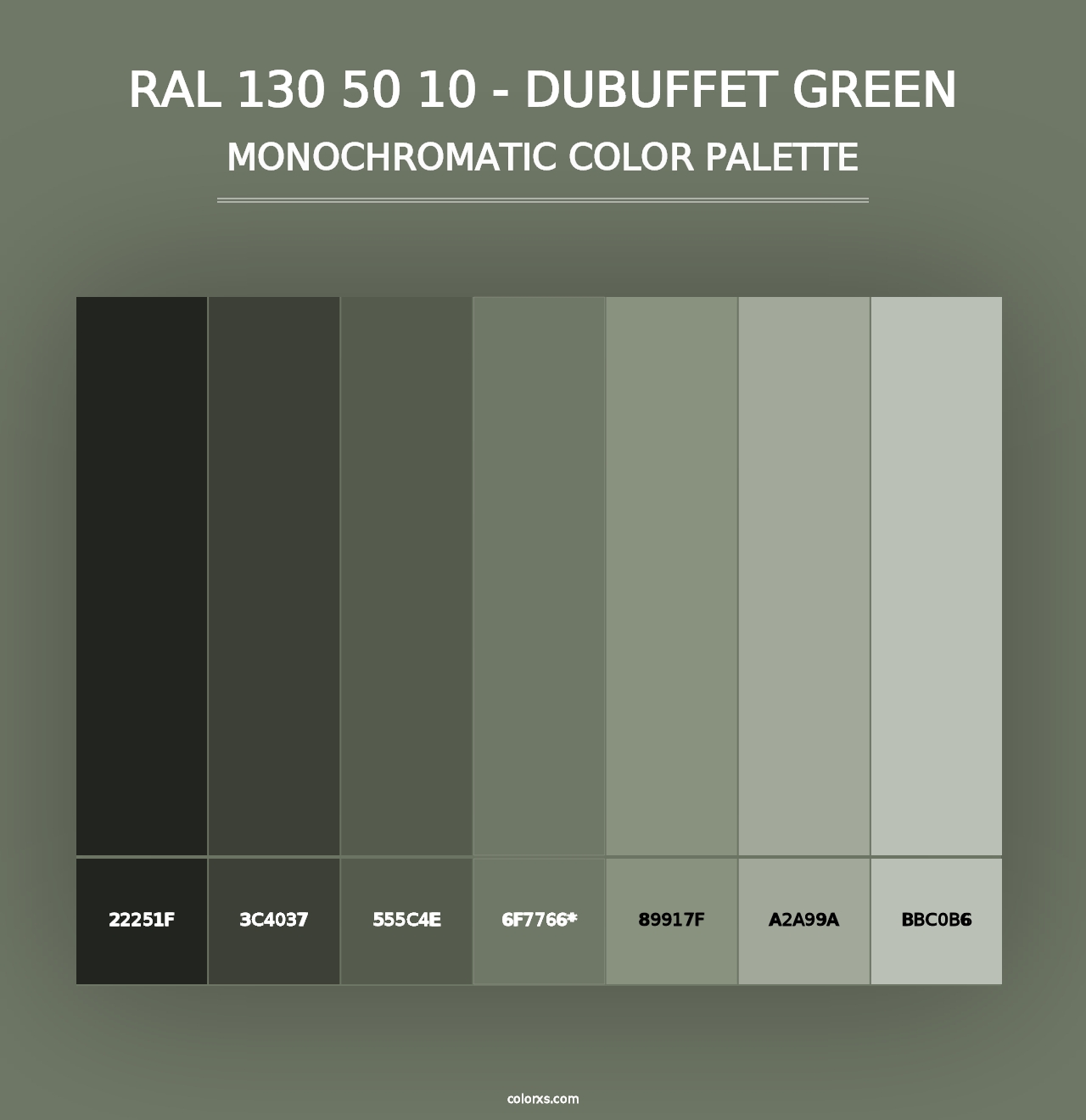 RAL 130 50 10 - Dubuffet Green - Monochromatic Color Palette