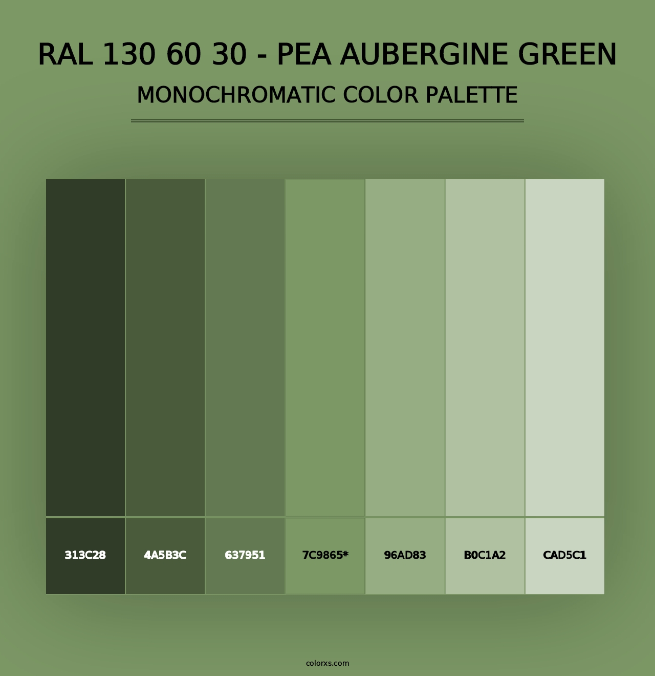 RAL 130 60 30 - Pea Aubergine Green - Monochromatic Color Palette