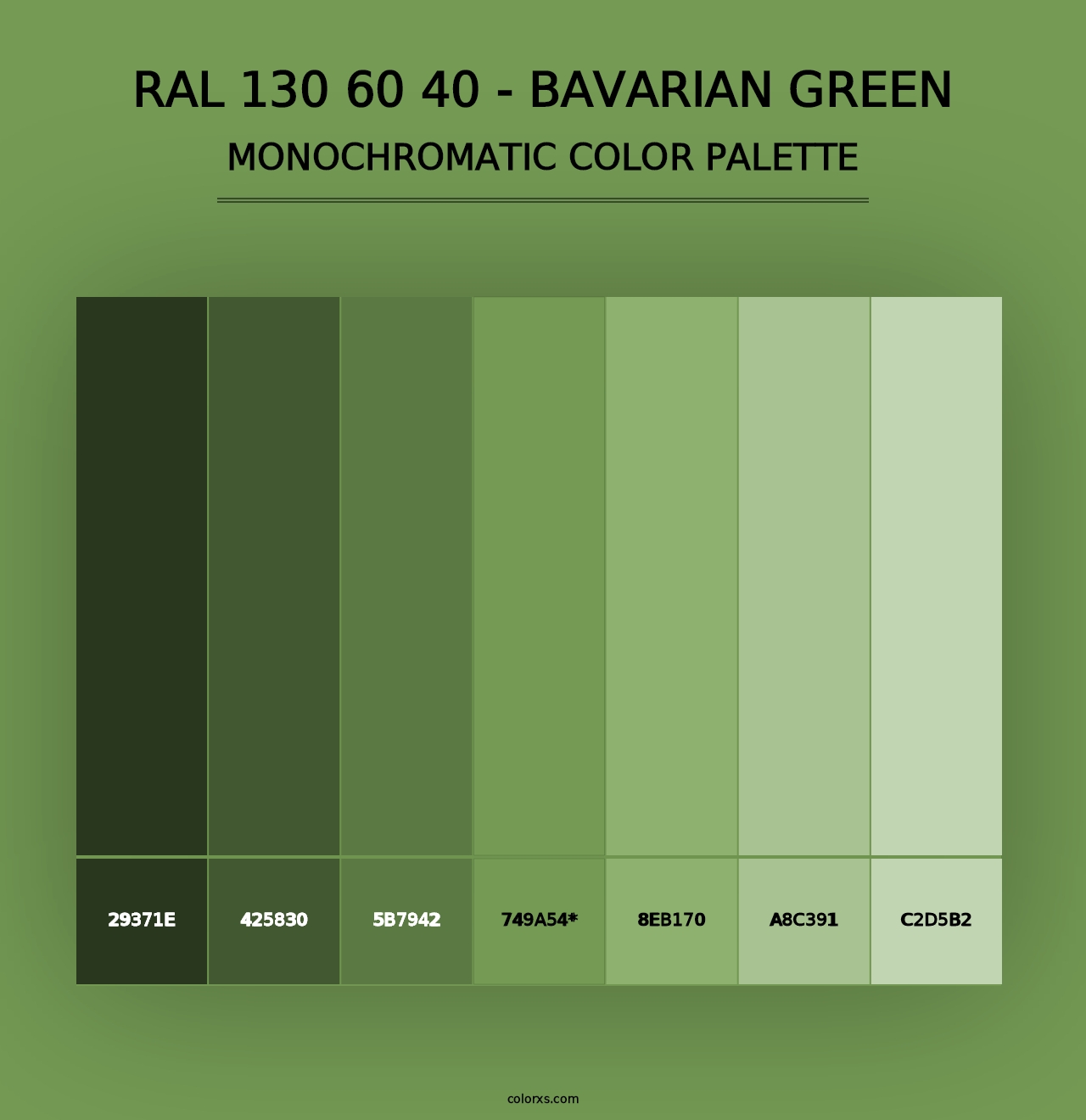 RAL 130 60 40 - Bavarian Green - Monochromatic Color Palette