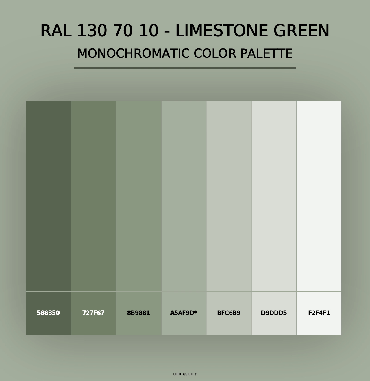 RAL 130 70 10 - Limestone Green - Monochromatic Color Palette