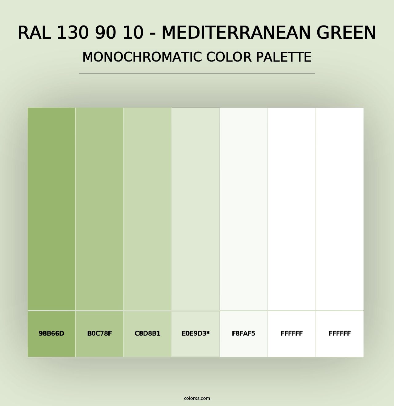 RAL 130 90 10 - Mediterranean Green - Monochromatic Color Palette