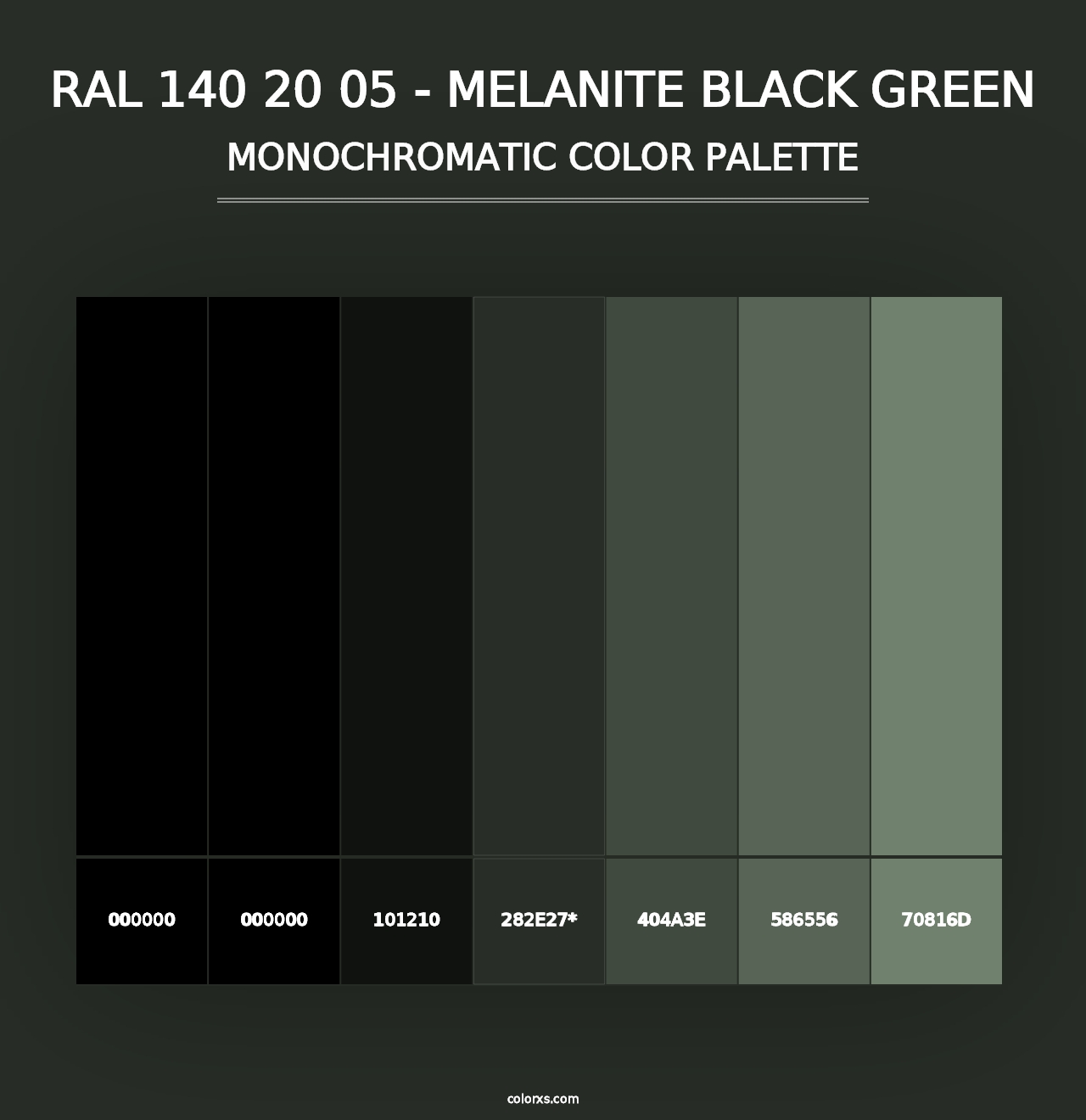 RAL 140 20 05 - Melanite Black Green - Monochromatic Color Palette