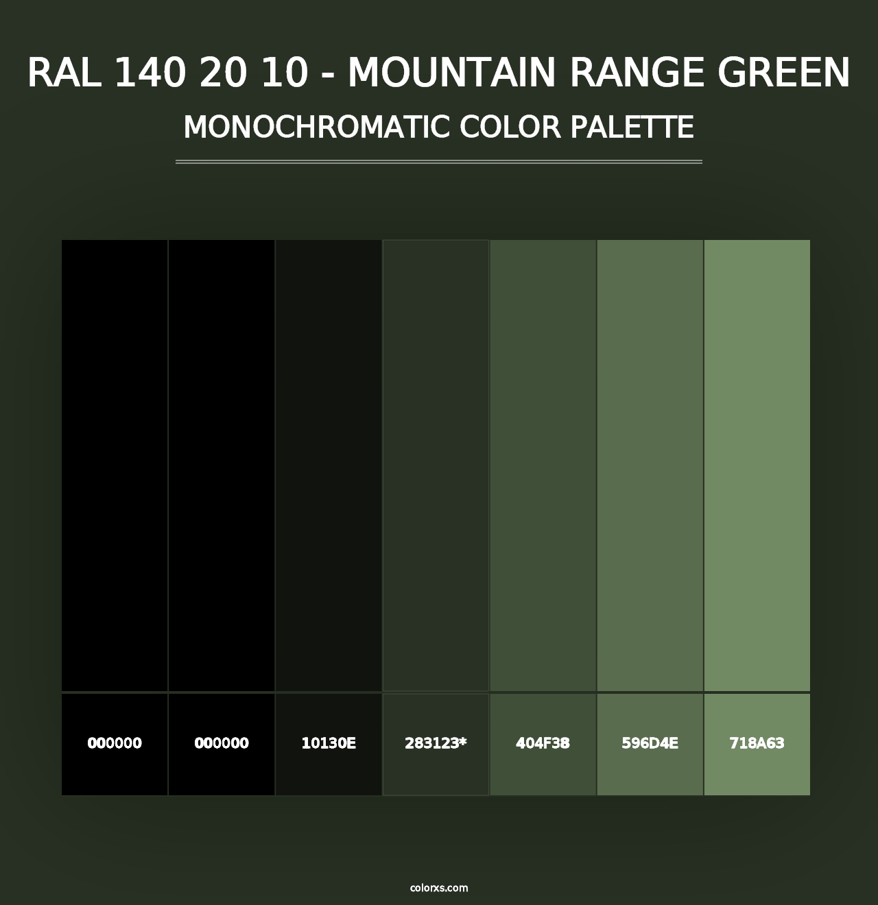 RAL 140 20 10 - Mountain Range Green - Monochromatic Color Palette