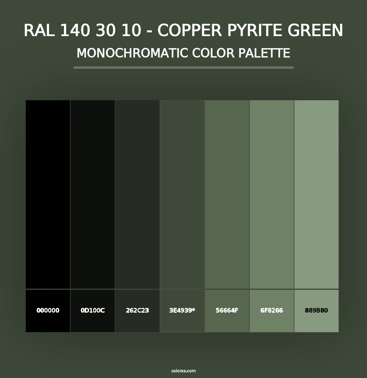 RAL 140 30 10 - Copper Pyrite Green - Monochromatic Color Palette