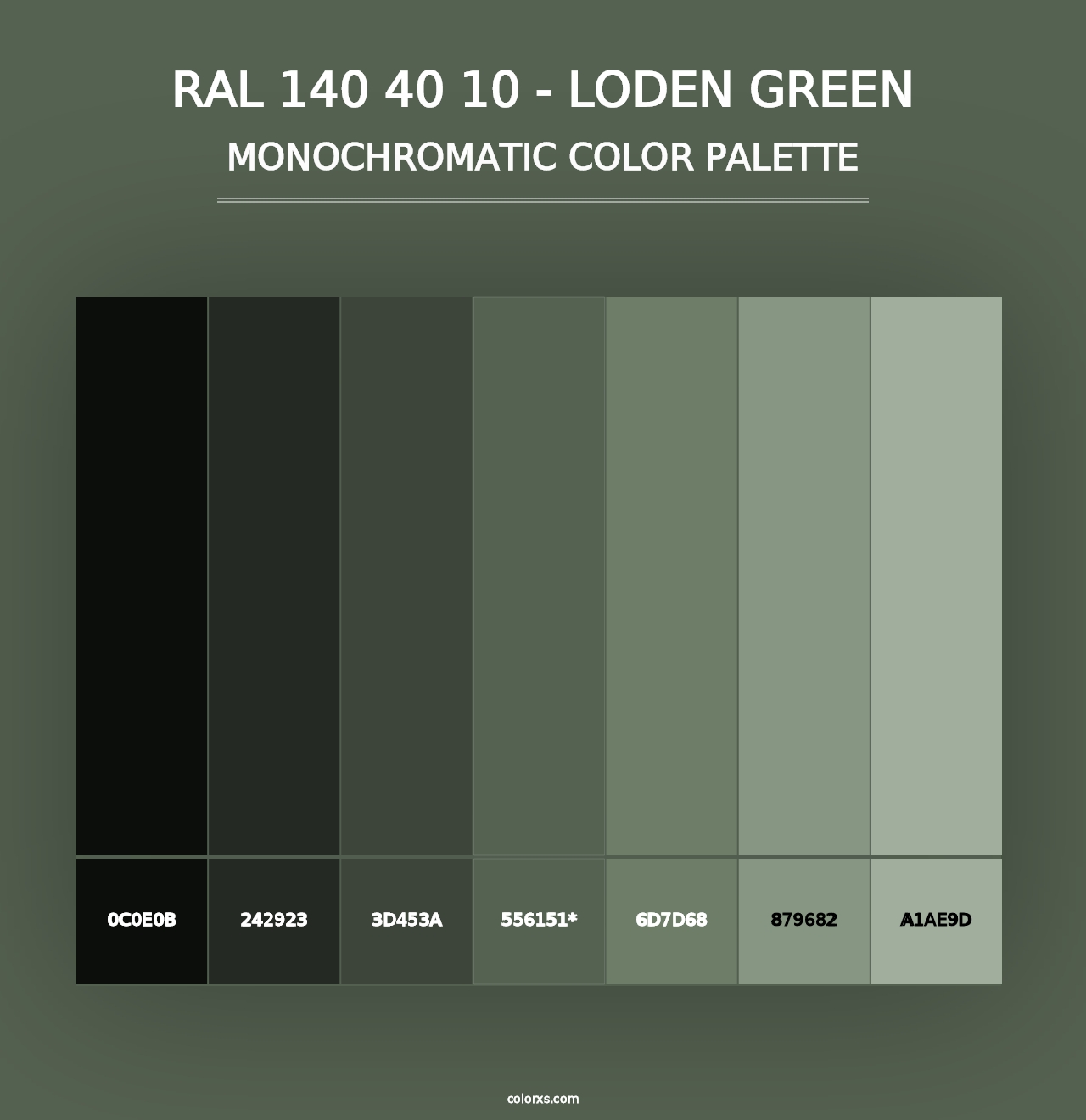 RAL 140 40 10 - Loden Green - Monochromatic Color Palette