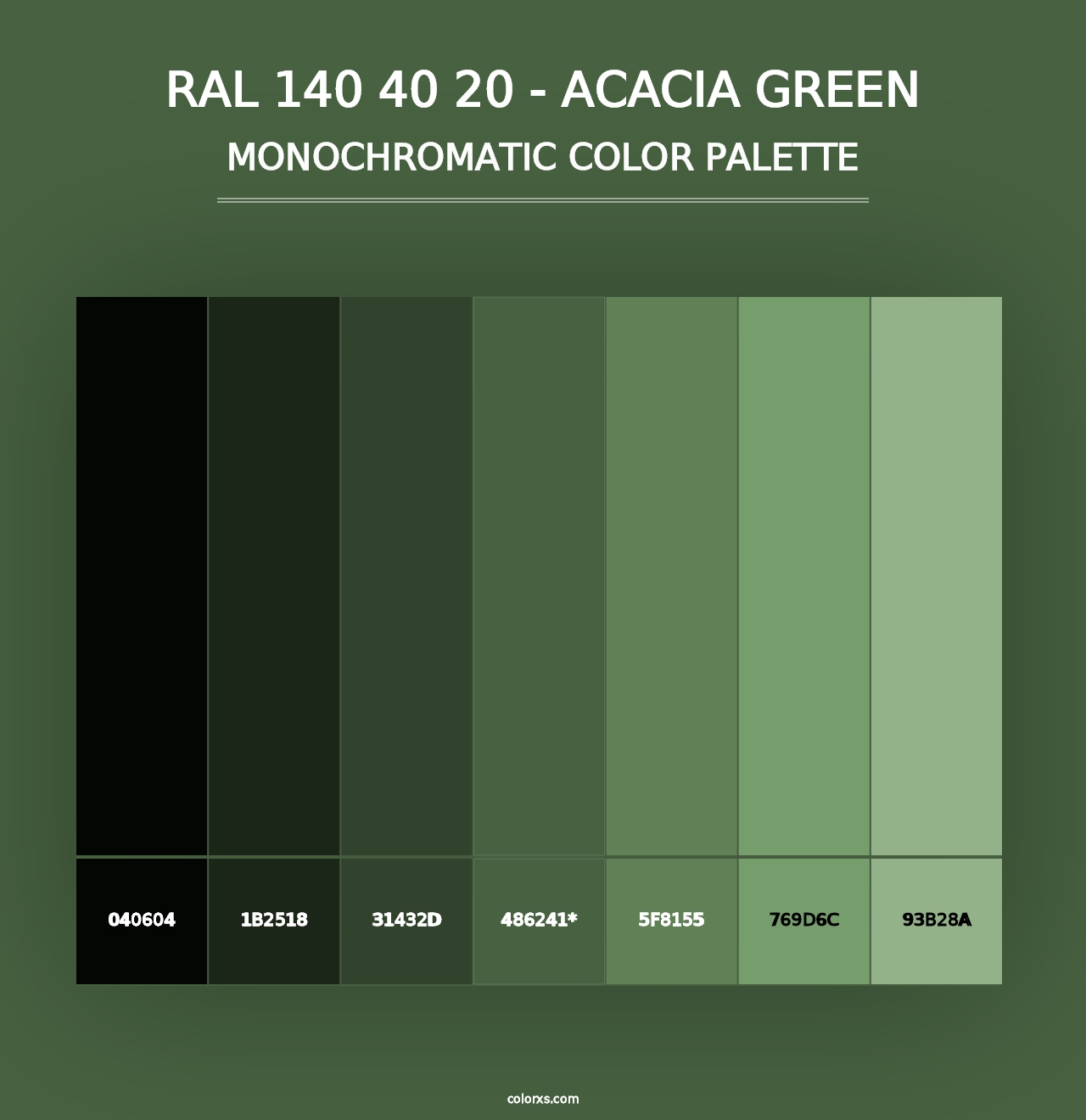 RAL 140 40 20 - Acacia Green - Monochromatic Color Palette