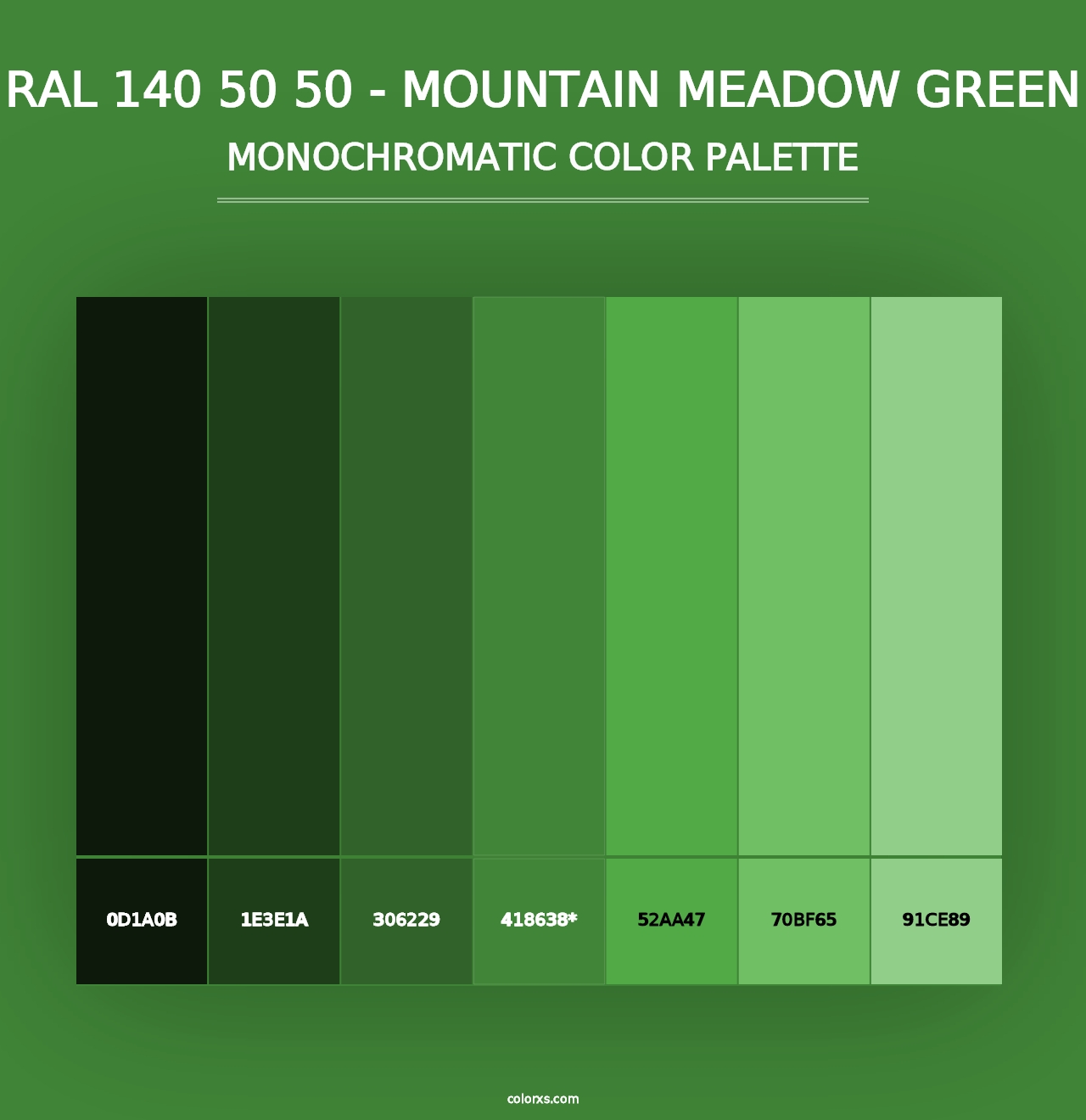 RAL 140 50 50 - Mountain Meadow Green - Monochromatic Color Palette