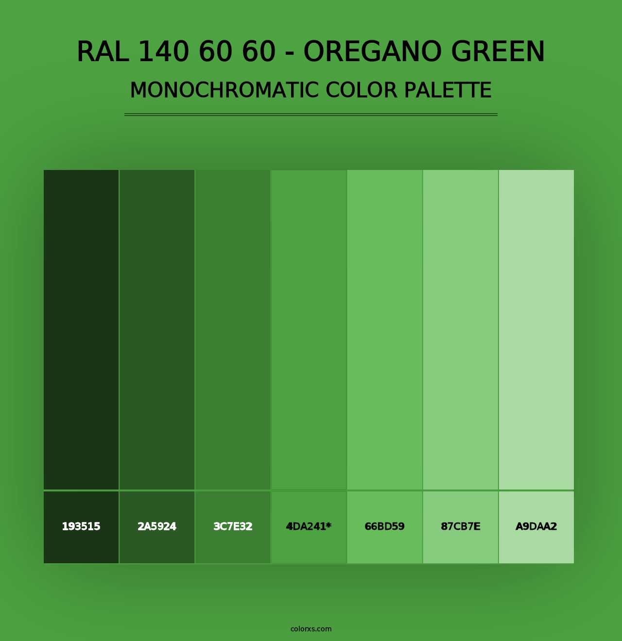 RAL 140 60 60 - Oregano Green - Monochromatic Color Palette