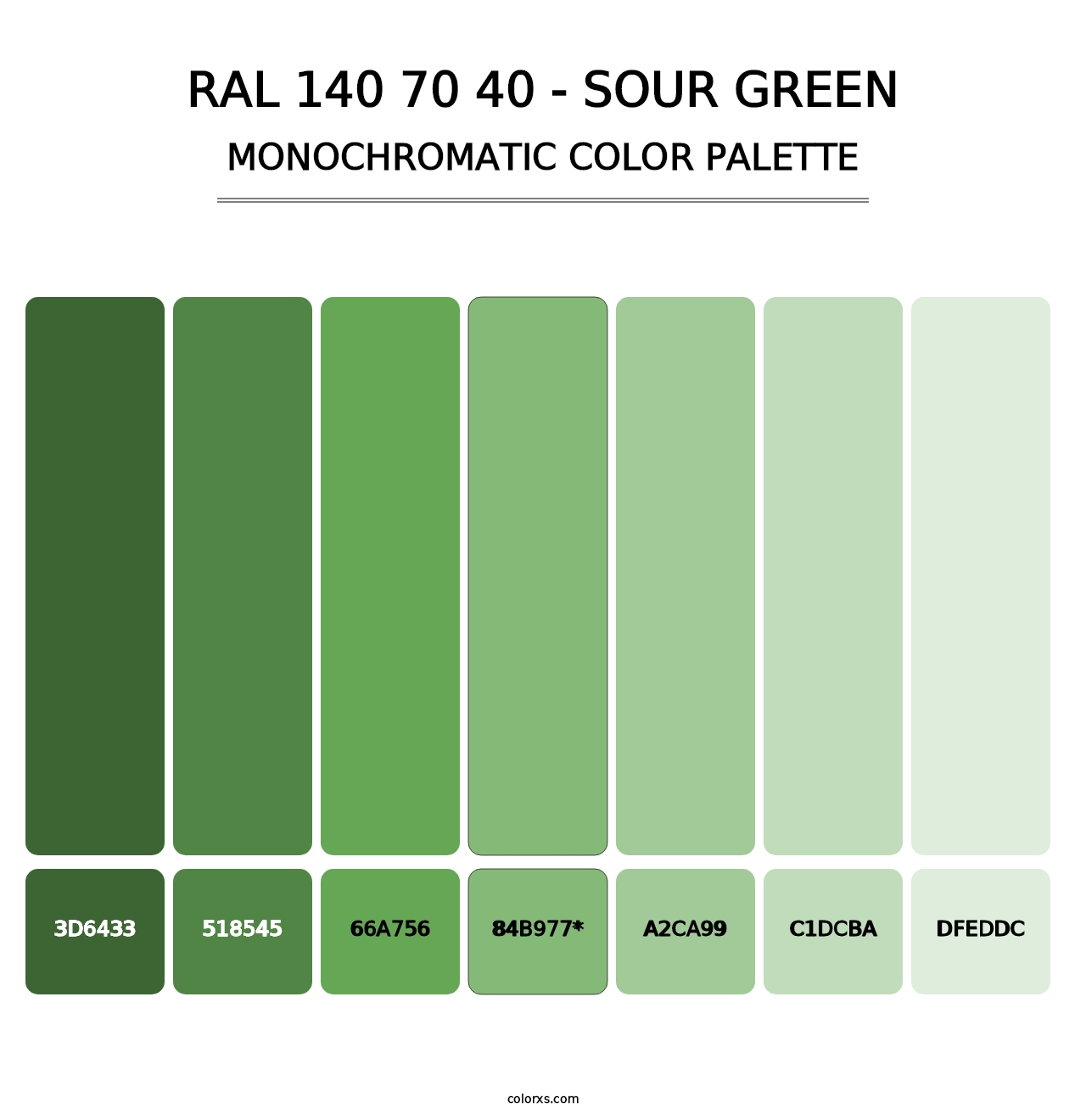 RAL 140 70 40 - Sour Green - Monochromatic Color Palette