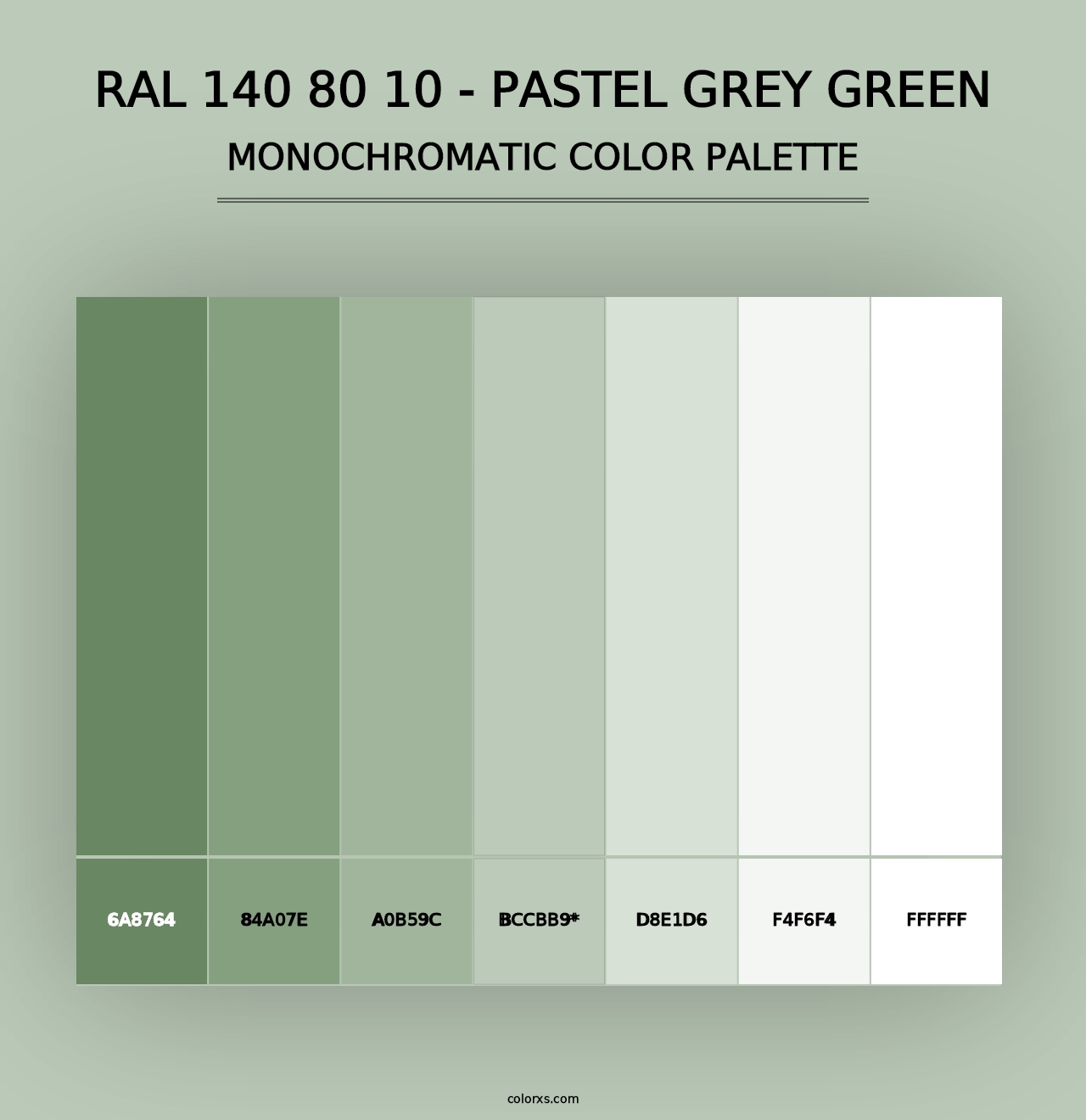 RAL 140 80 10 - Pastel Grey Green - Monochromatic Color Palette