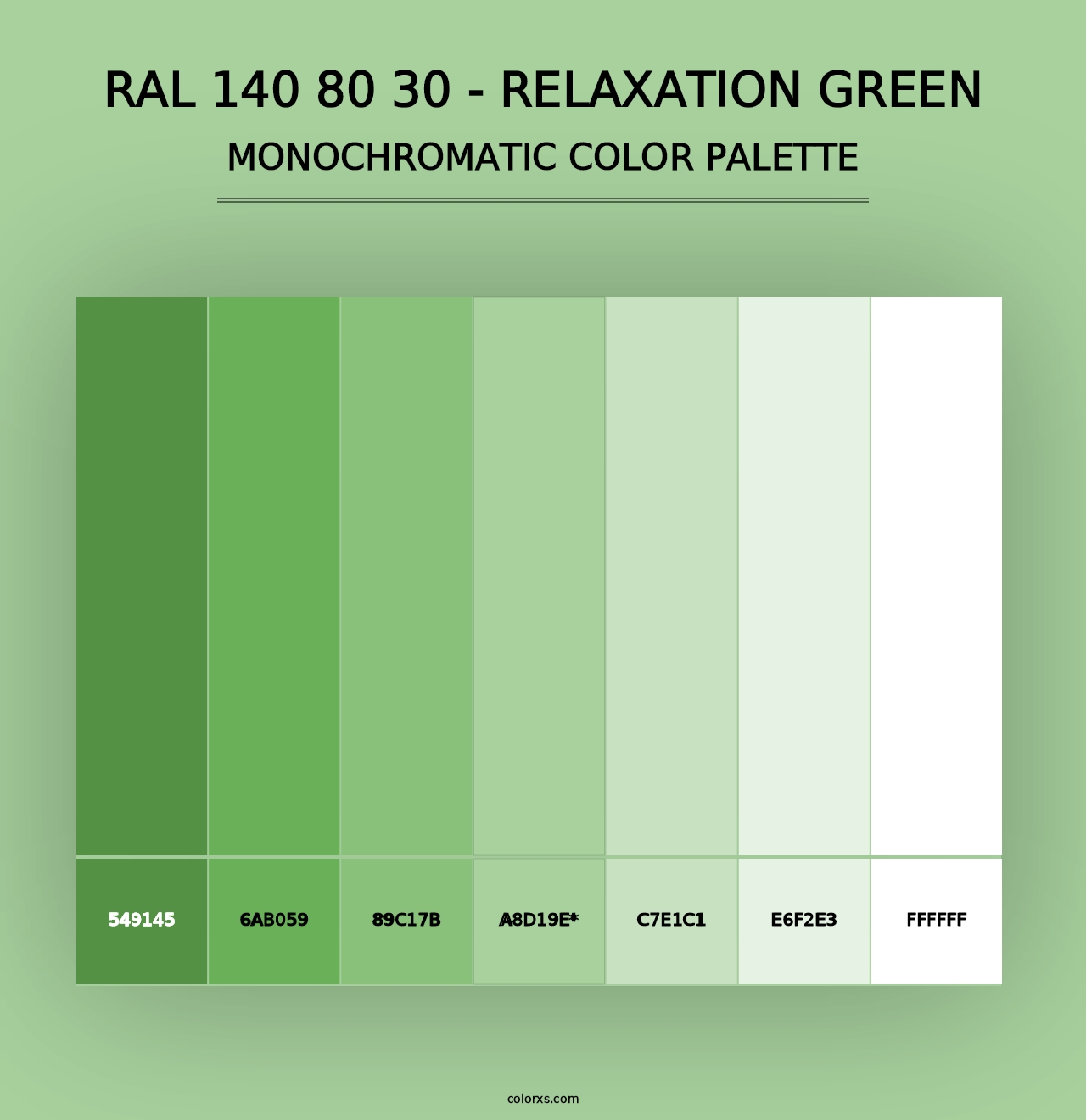 RAL 140 80 30 - Relaxation Green - Monochromatic Color Palette