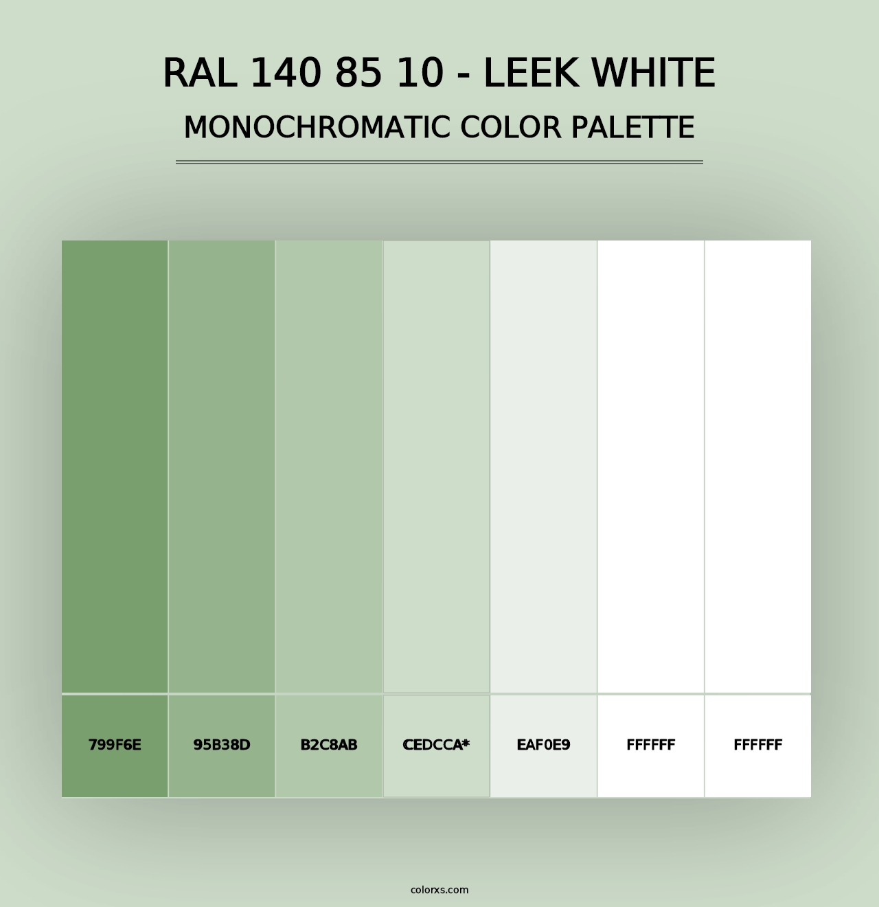 RAL 140 85 10 - Leek White - Monochromatic Color Palette