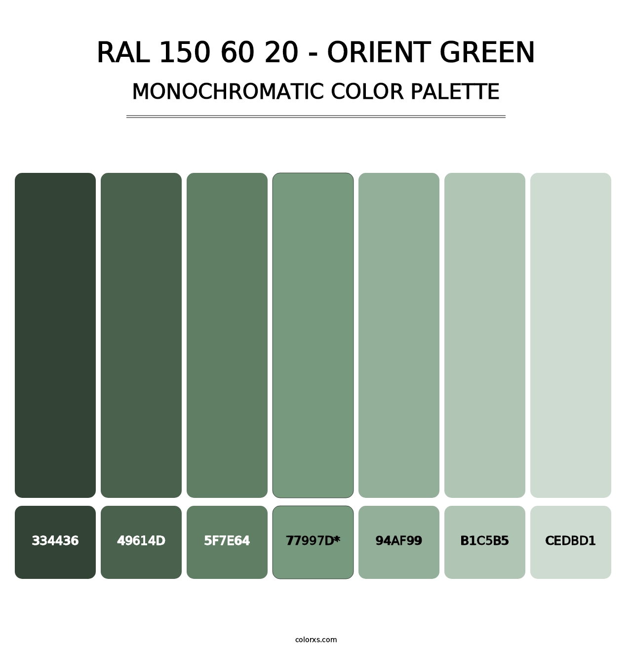 RAL 150 60 20 - Orient Green - Monochromatic Color Palette