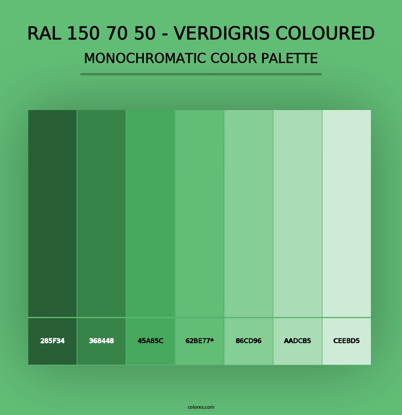 RAL 150 70 50 - Verdigris Coloured - Monochromatic Color Palette