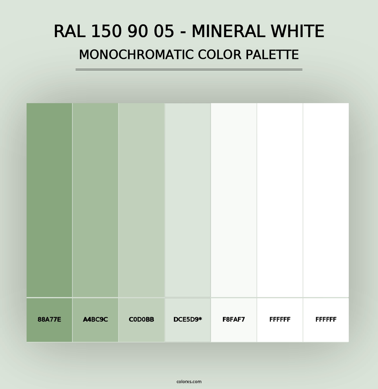 RAL 150 90 05 - Mineral White - Monochromatic Color Palette