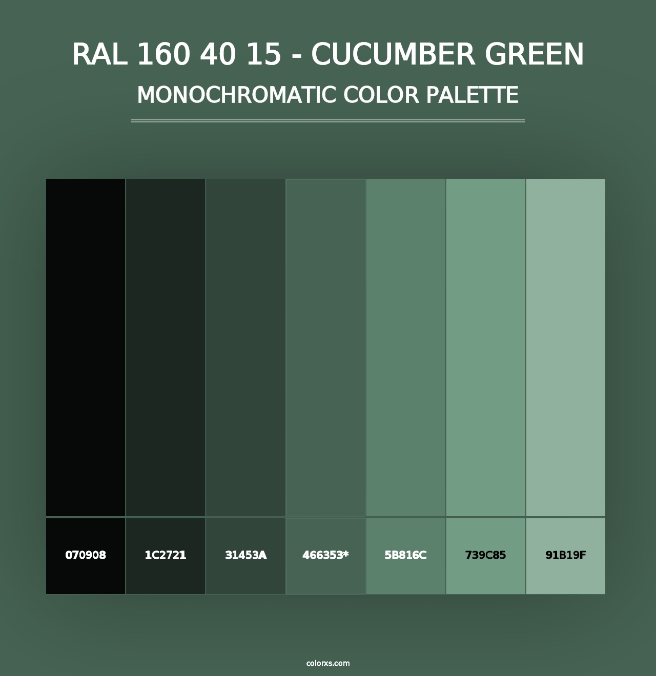 RAL 160 40 15 - Cucumber Green - Monochromatic Color Palette