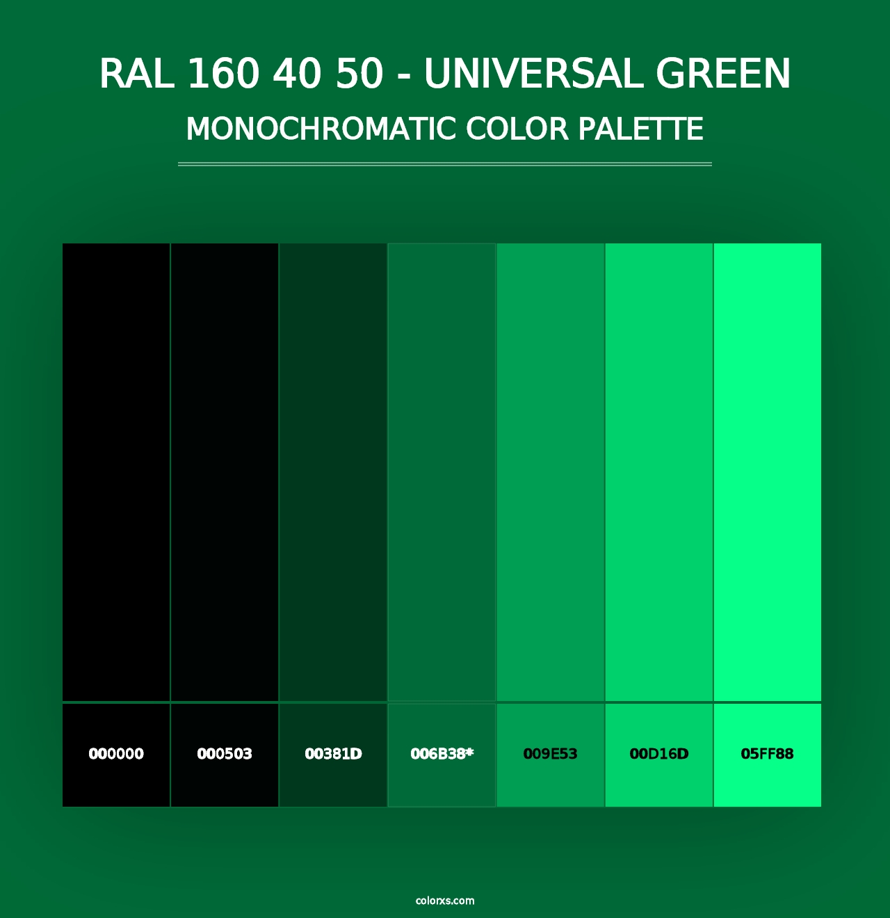 RAL 160 40 50 - Universal Green - Monochromatic Color Palette