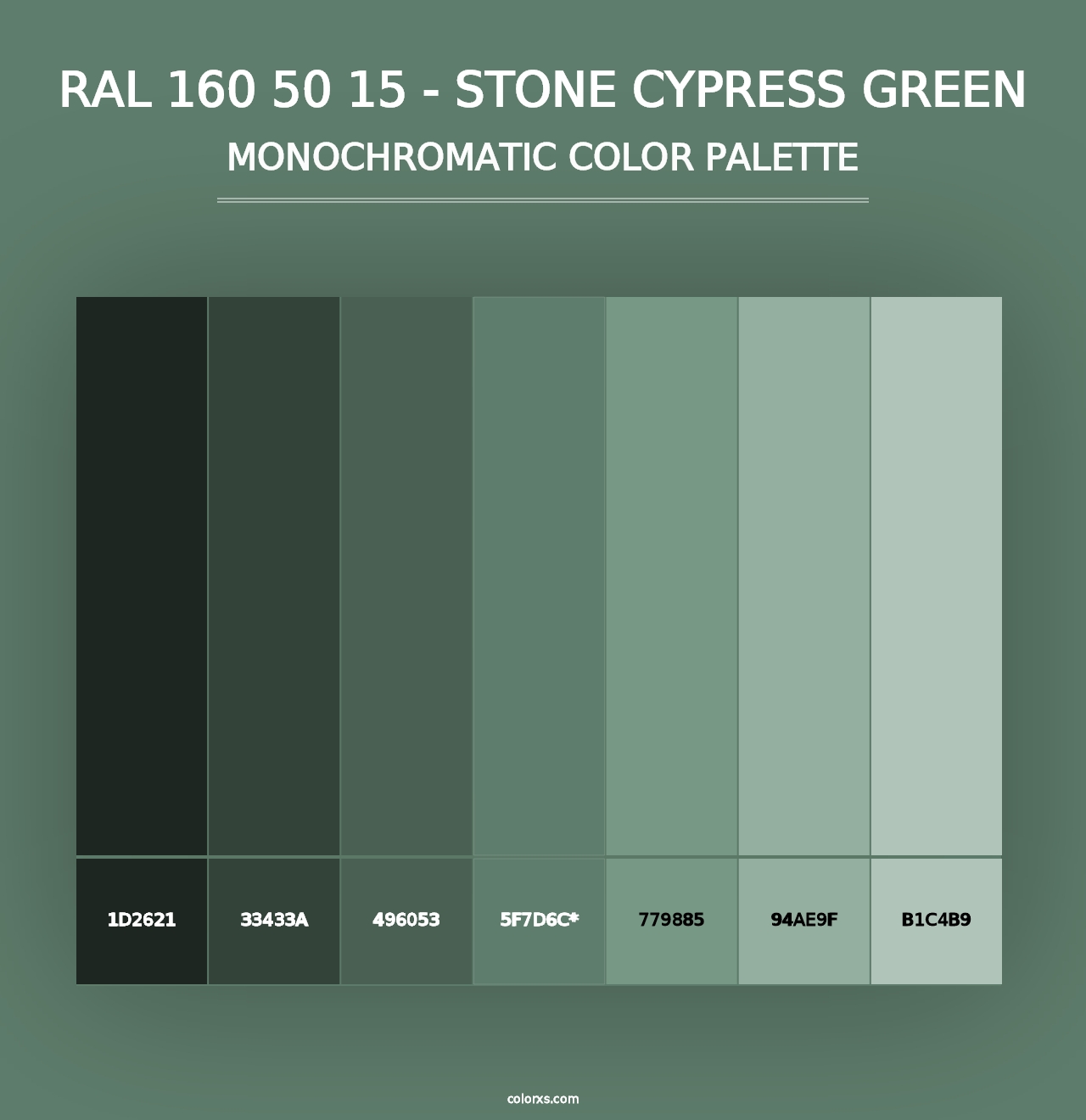 RAL 160 50 15 - Stone Cypress Green - Monochromatic Color Palette