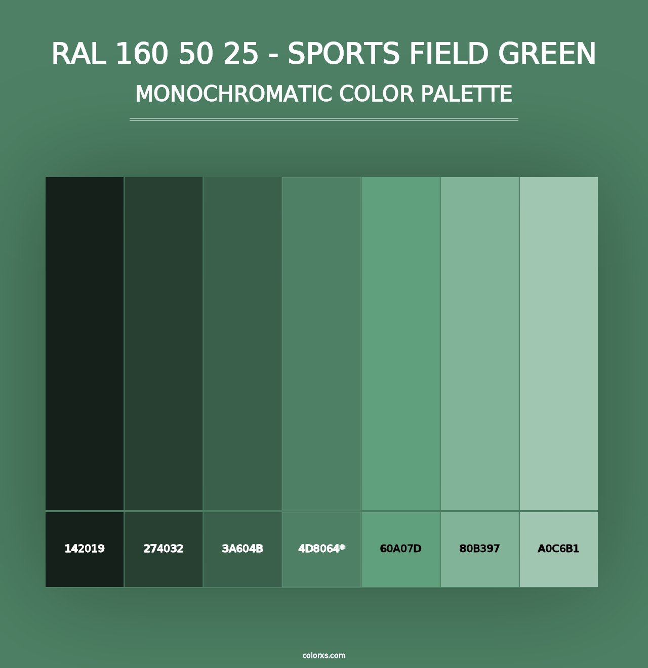 RAL 160 50 25 - Sports Field Green - Monochromatic Color Palette