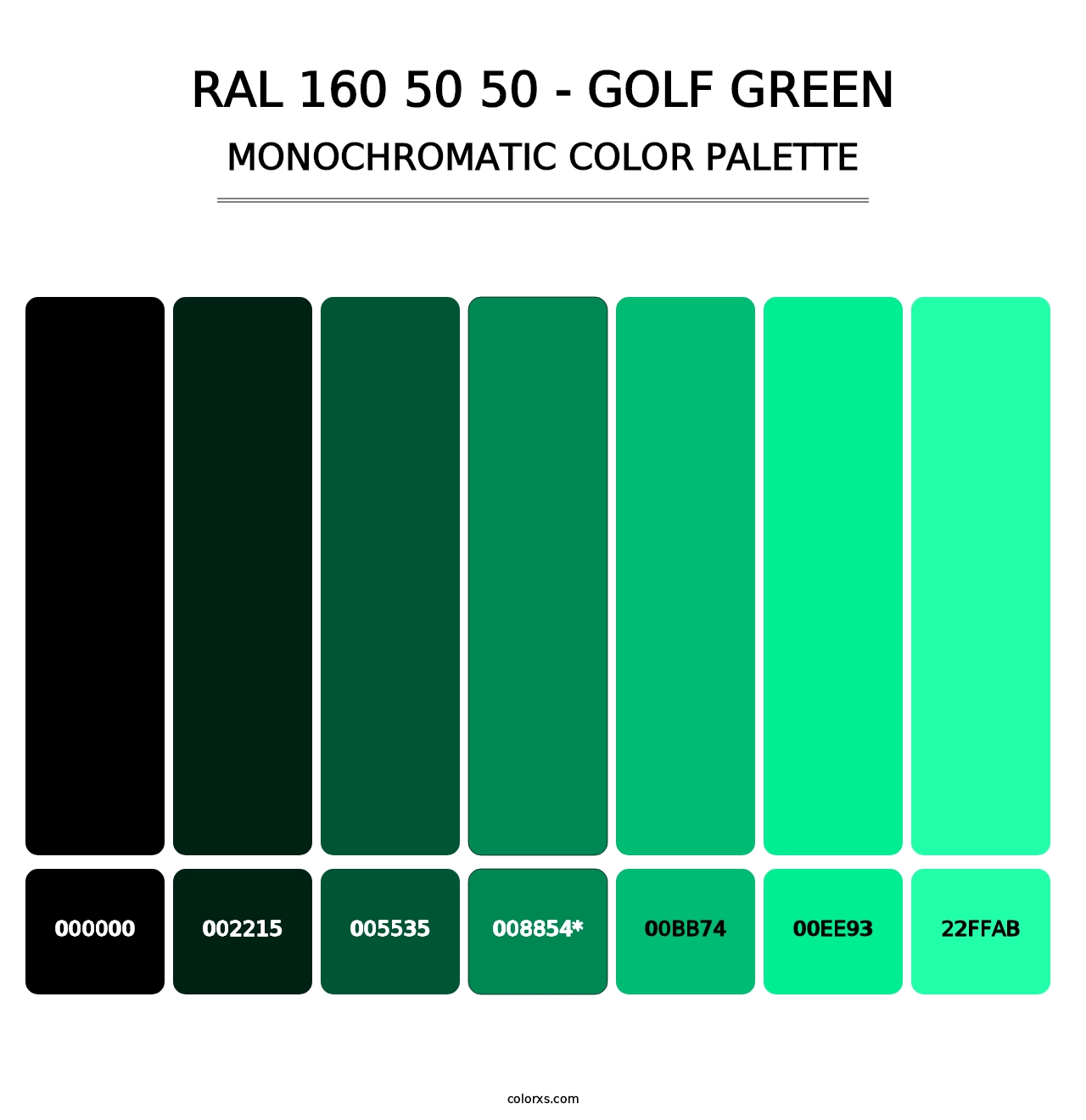 RAL 160 50 50 - Golf Green - Monochromatic Color Palette