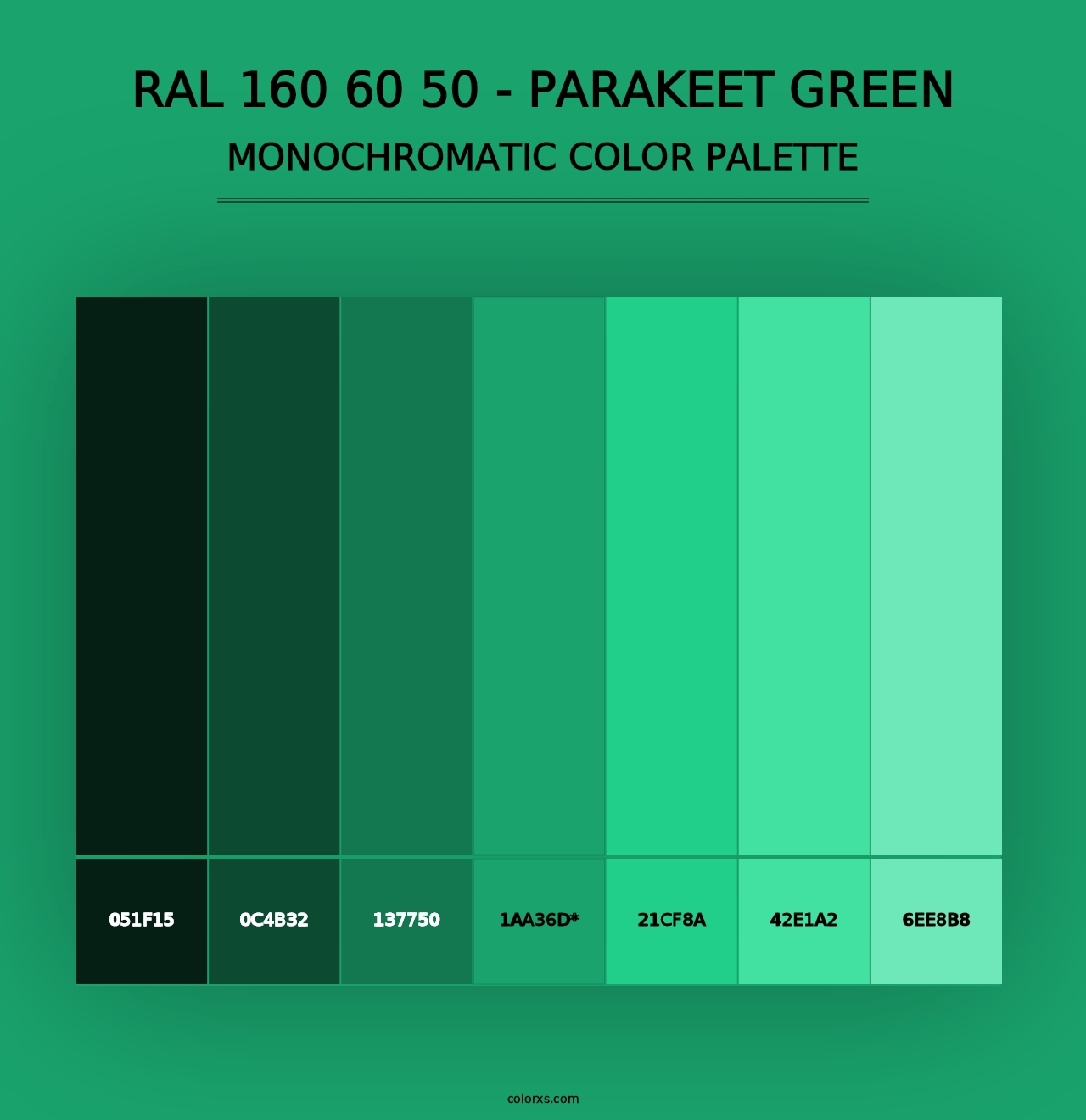 RAL 160 60 50 - Parakeet Green - Monochromatic Color Palette