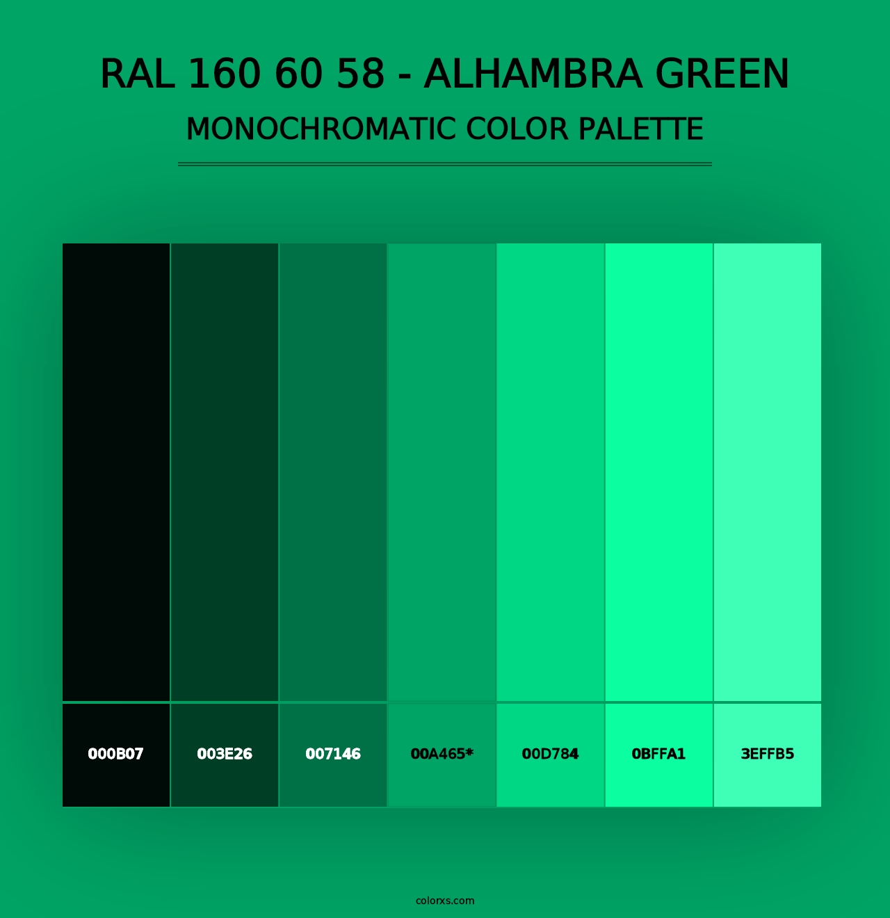 RAL 160 60 58 - Alhambra Green - Monochromatic Color Palette