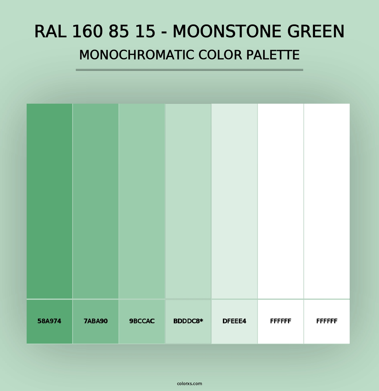 RAL 160 85 15 - Moonstone Green - Monochromatic Color Palette