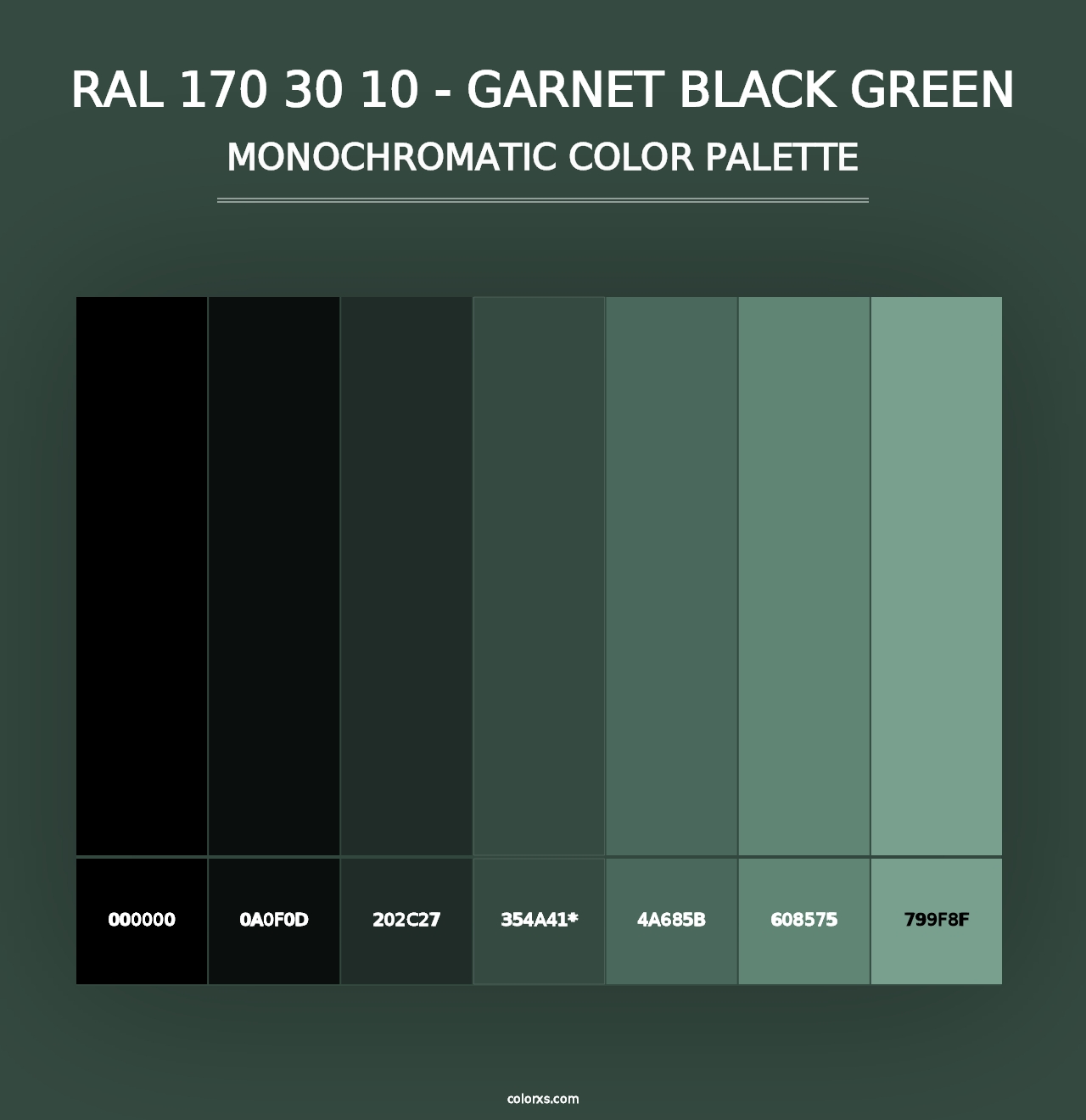 RAL 170 30 10 - Garnet Black Green - Monochromatic Color Palette