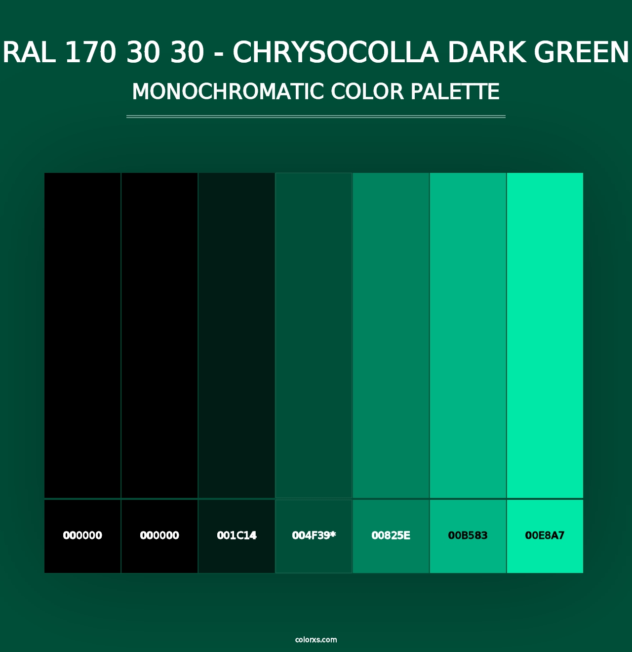 RAL 170 30 30 - Chrysocolla Dark Green - Monochromatic Color Palette