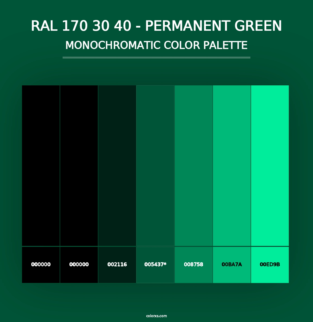 RAL 170 30 40 - Permanent Green - Monochromatic Color Palette