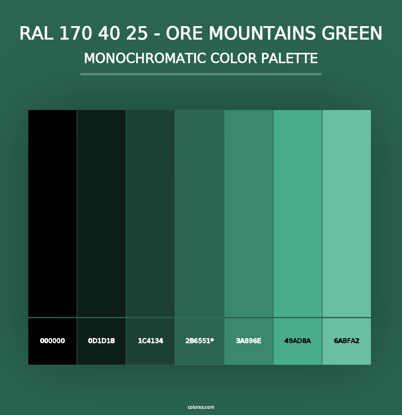 RAL 170 40 25 - Ore Mountains Green - Monochromatic Color Palette