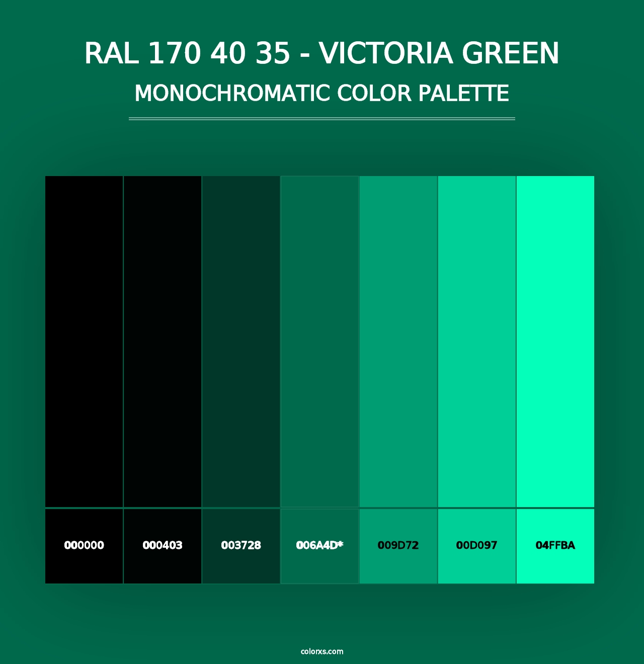 RAL 170 40 35 - Victoria Green - Monochromatic Color Palette