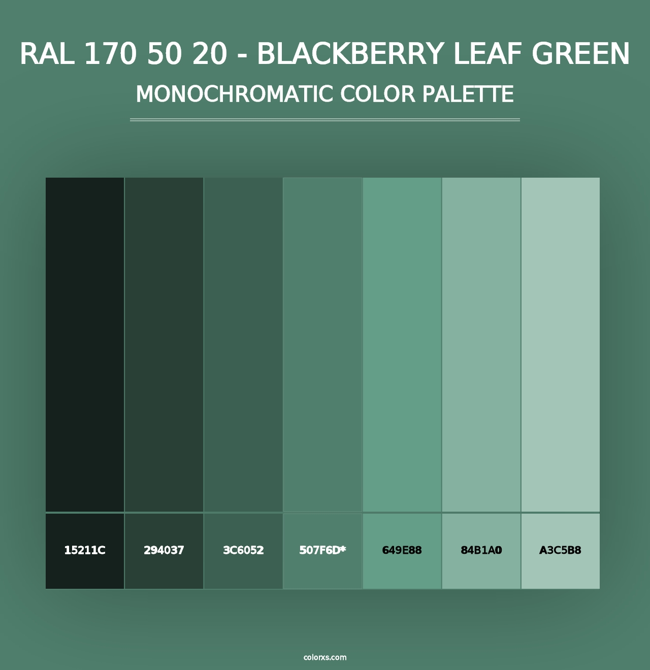 RAL 170 50 20 - Blackberry Leaf Green - Monochromatic Color Palette