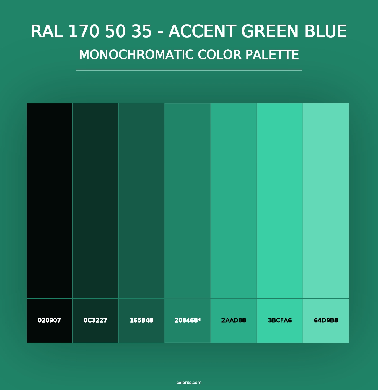 RAL 170 50 35 - Accent Green Blue - Monochromatic Color Palette